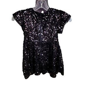 Cat & Jack Black Sequin Dress XS 4/5 Girls Short Sleeve Party Outfit